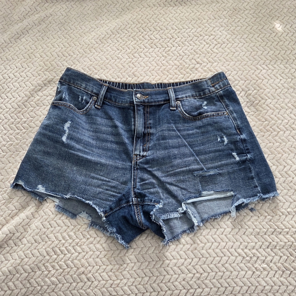 Aerie Dark Blue Distressed Denim Women's Shorts